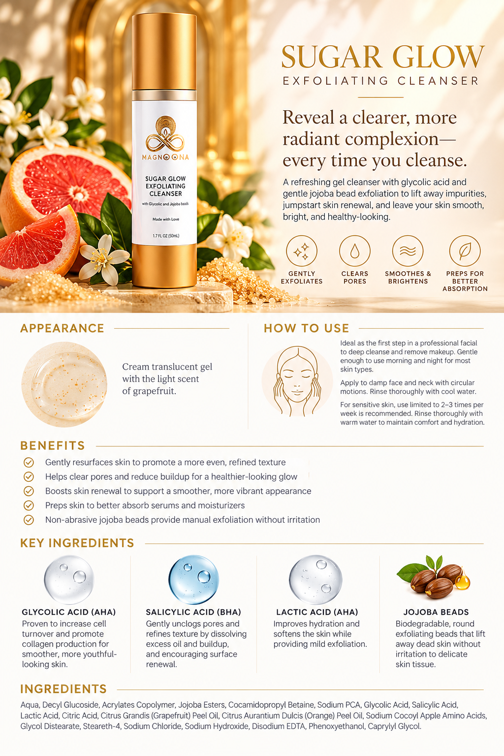 Sugar Glow - AHA/BHA EXFOLIATING CLEANSER